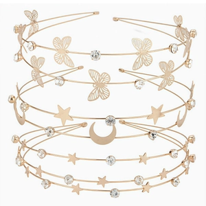 Multi Layer Headband Zinc Alloy Rhinestone Star Moon Butterfly Hair Hoop Wedding Party Accessories Elegant For Women