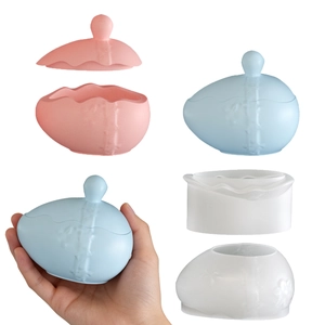 Egg Shaped Storage Box Silicone Mold DIY Resin Casting Tool Relief Pattern Decorative Organizer Container With Lid