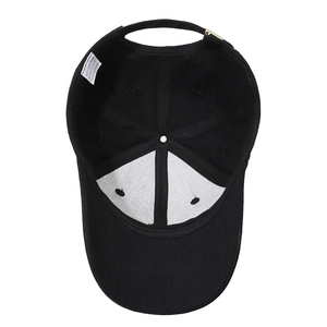Classic black cotton baseball cap with adjustable strap and breathable eyelets