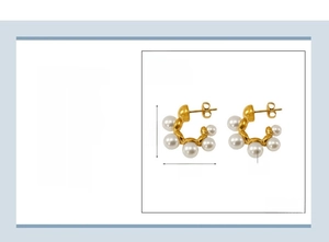 Specifications of 18K gold plated stainless steel C-shape earrings with white pearls
