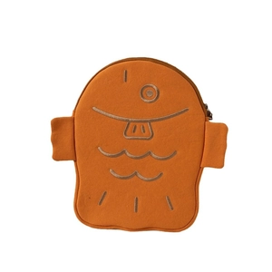 Cute Taiyaki cartoon padded laptop sleeve for iPad and MacBook in vibrant orange plush fabric