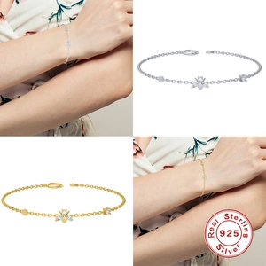 Elegant S925 sterling silver bee bracelet with zircon stones in gold and silver finish