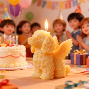 Moule à bougie en silicone chiot ange jaune créatif pour décor de fête d'anniversaire