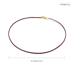 Close-up of 45cm burgundy wax cord necklace with gold lobster clasp, 1mm thickness
