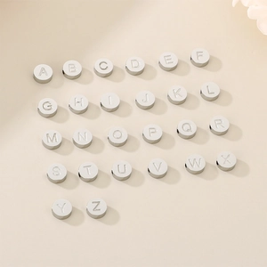 26-piece set of polished stainless steel alphabet beads for DIY jewelry necklaces