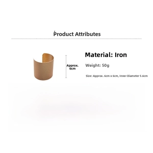 Irregular hammered gold iron cuff bracelet with detailed dimensions and 50g weight
