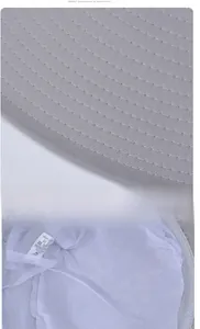 Detail of diamond mesh lining and stitching on gray outdoor sun hat for breathability