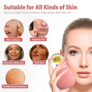 Pink facial ice roller for skin redness, sagging, and dullness treatment for all skin types