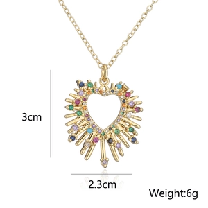Detailed view of hollow heart pendant with gold plating, 3cm height, and 2.3cm width