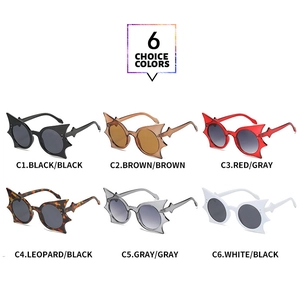 Detailed grid view showcasing butterfly shaped sunglasses in six different fashion colors