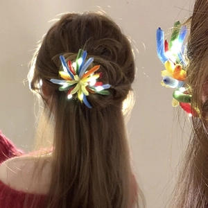 LED Glowing Fireworks Hair Clip Colorful Plush Chenille Stem Star Shaped Duckbill Clip Party Hair Accessory For Women