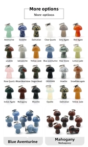 Detailed grid of 2cm natural crystal mushroom pendants in various semi-precious stones