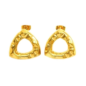 Boucles d'oreilles triangles dorées en acier inoxydable avec texture martelée