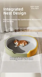 Detail view of oval orthopedic dog bed with 26cm high sides and plush faux fur lining