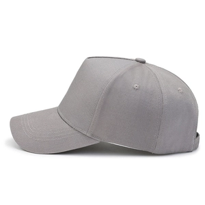 Minimalist light grey cotton twill baseball cap with adjustable strap and curved brim