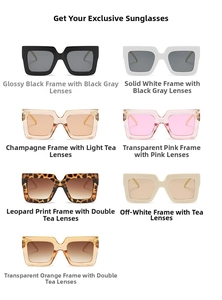 Cuadrícula de gafas de sol cuadradas de gran tamaño en siete colores de montura y lentes