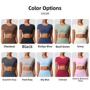 Detaillierte Farbauswahl für das eng anliegende Yoga-Top und Leggings-Set für Damen
