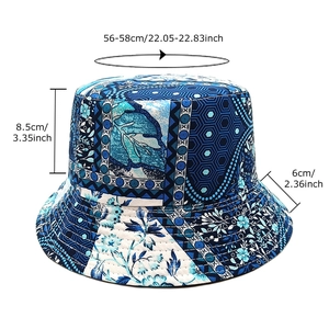 Cappello da sole unisex con stampa geometrica e misure dettagliate della tesa