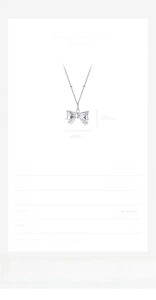 Detailed spec sheet showing S925 sterling silver bow necklace dimensions 11.1mm x 7.63mm