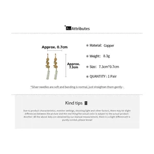 Detailed specs of bamboo leaf tassel earrings with copper material and silver needles