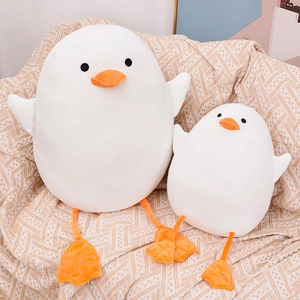 Cute white duck plush toy with soft fabric and orange beak for cozy home decoration