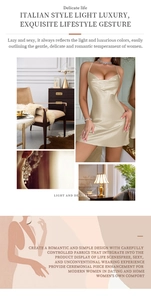 Detail des champagnergoldenen Seiden-Unterkleids mit glänzendem Satin und Trägern