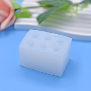 6-cavity rectangular silicone mold for DIY candles and soap with semi-transparent finish
