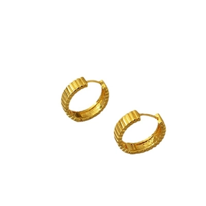 Orecchini a cerchio minimalisti in ottone placcato oro con elegante motivo a strisce