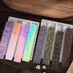 DIY silicone bookmark mold set with embossed floral and geometric resin leaf designs