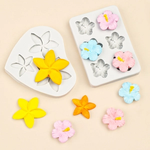 Silicone mold for plumeria and hibiscus flower fondant, clay and resin DIY crafting