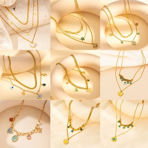 Collana A Strati Acciaio Inossidabile Malocchio Cuore Turchese Stella Boho Gioielli Per Donne