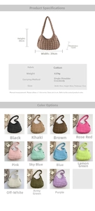 Detailed grid of eleven available colors for the large quilted bubble fabric shoulder bag