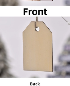 Detail of a natural wood DIY Christmas tag showing smooth texture with a jute twine rope