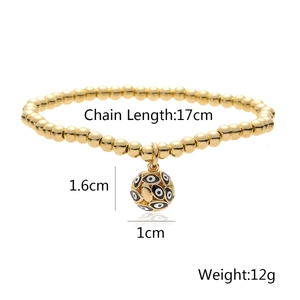 Detailed view of evil eye bead bracelet with 17cm length and 12g weight specifications