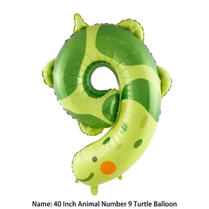 40 inch green turtle animal shaped number 9 aluminum foil balloon for birthday party