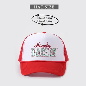 Size chart showing head circumference measurement for the Howdy DARLIN trucker hat