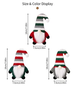 Size chart showing dimensions of 18cm Christmas gnome cutlery holders in red and green