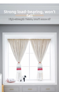 Detail showing high weight capacity of hook and loop curtain holding a 5L water bottle