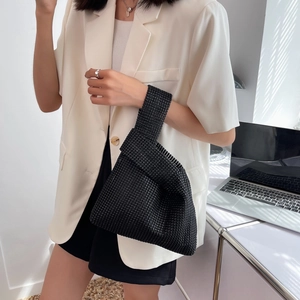 Sac à main chic en strass noirs, cabas élégant en perles pour femmes modernes