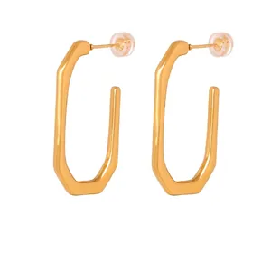 Minimalist Titanium Steel Geometric Hoop Earrings Gold Silver Plated Chic Luxury Niche Style Jewelry For Women