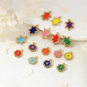 Handmade Woven Glass Seed Bead Star Geometric Charms DIY Jewelry Making Pendants Colorful Minimalist Aesthetic Accessories