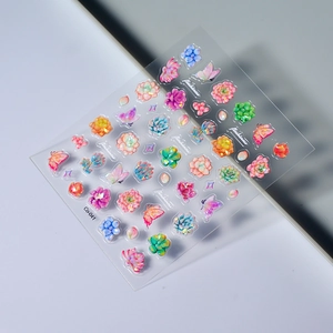3D embossed nail stickers featuring colorful succulents and flowers, model Co-041