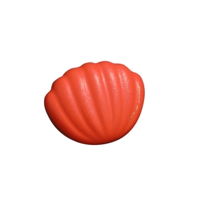 Orange shell-shaped wedding favor box featuring gold Life is Sweet cursive text