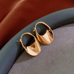Chic 18K gold plated oval geometric earrings with a high-polished minimalist finish