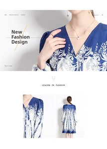 Detailaufnahme von V-Ausschnitt und elastischer Taille an blauem Blumenkleid
