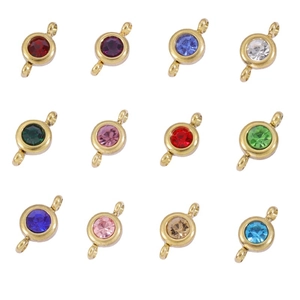 DIY 12-color birthstone charms in stainless steel gold finish for jewelry making