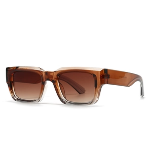 Square retro amber sunglasses for men with thick frame and UV400 protection