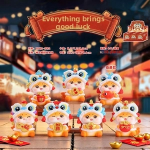 Detailed set of 6 Chinese Lion Dance horse figurines with festive cultural accessories