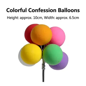 Colorful balloon cake topper picks set for birthday party decorations, height 10cm