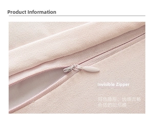 Macro detail of high-quality invisible zipper on soft plush beige pillowcase cover